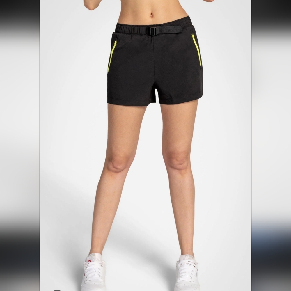 KYODAN | Women's Black/Ice Lime Lightweight Mid-Rise Trekline Utility Shorts